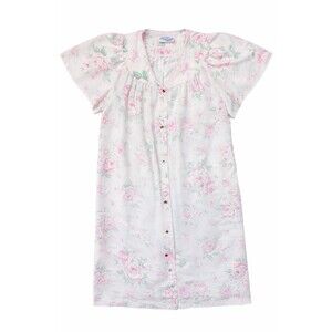 Vintage Lounge Around Floral House Coat Pink Women’s Large Cottagecore USA